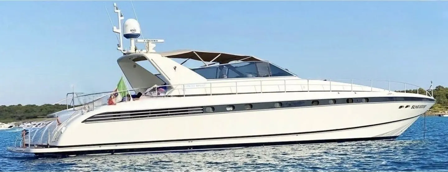 Arno Leopard 23 — Vue latérale d’un yacht blanc naviguant près d’une côte boisée.